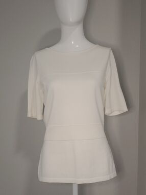Ann Taylor Cream Short-Sleeve Knit Top